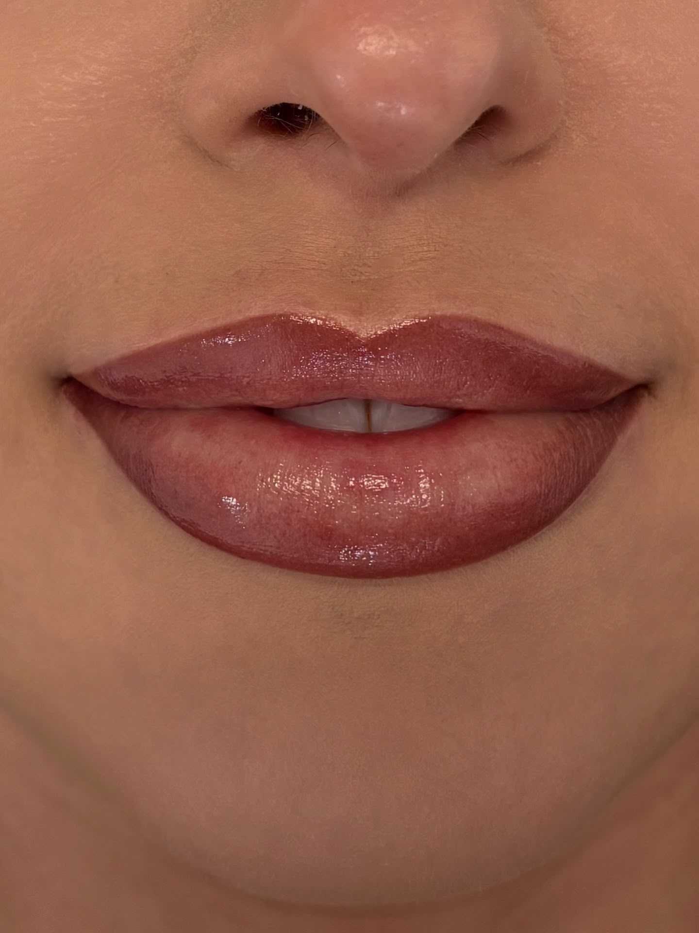 Semi-permanent makeup — ombre lips — Ombre lips giving a full, blended finish.